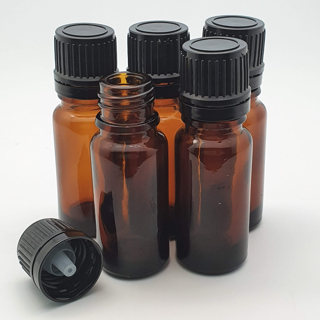 Glass Essential Oil Amber Bottles with Dripolator 5 x 10ml Pack