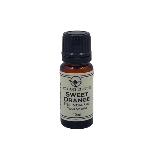Amber 10 ml  bottle labelled Sweet Orange essential Oil